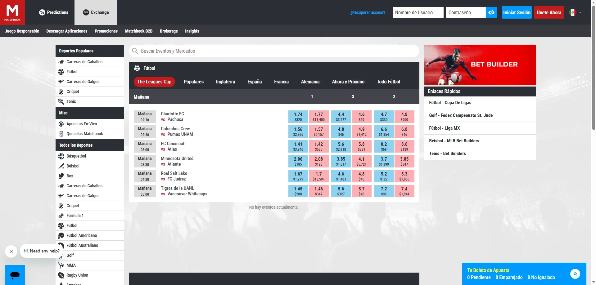 Matchbook apuestas deportivas en exchange — fútbol, tenis y carreras de caballos