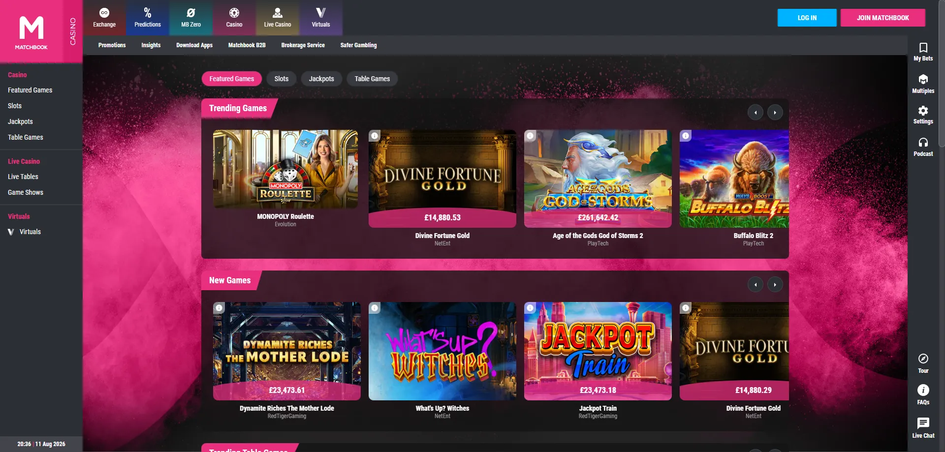 Matchbook Casino juegos de slots — catálogo de más de 4.000 títulos